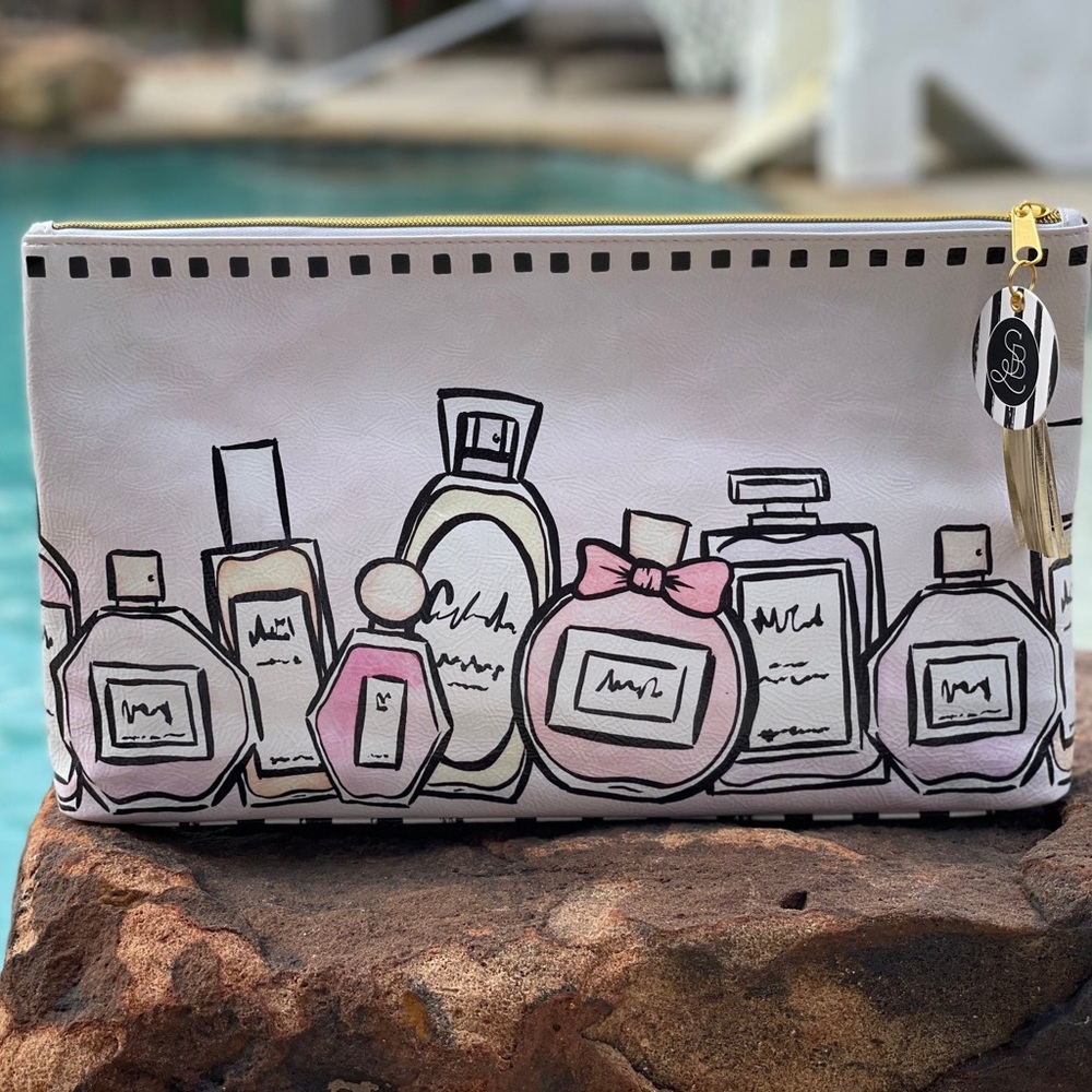 NWT! Perfume Bottle Oversized Cosmetic Pouch